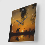 ホースポンドサンセットアンドバードズカントリー スクエア壁時計 (傾斜)