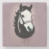 ホースポートレートインマウヴ ストーンコースター (正面)