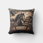 ホースポートレートウインアンドイーグルズアットダスク クッション (正面)