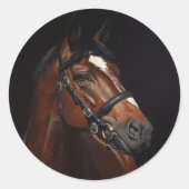 ホースポートレートエフェメラデクページヴィンテージアート ラウンドシール (正面)