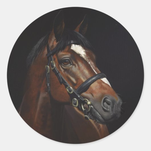 ホースポートレートエフェメラデクページヴィンテージアート ラウンドシール (正面)