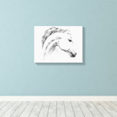 ホースポートレートペンシルスケッチエクエストリアンアート キャンバスプリント (インサイチュ (ウッドフロア))