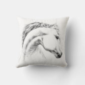 ホースポートレートペンシルスケッチエクエストリアンアート クッション (裏面)