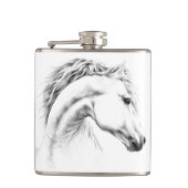 ホースポートレートペンシルスケッチエクエストリアンアート フラスク (正面)
