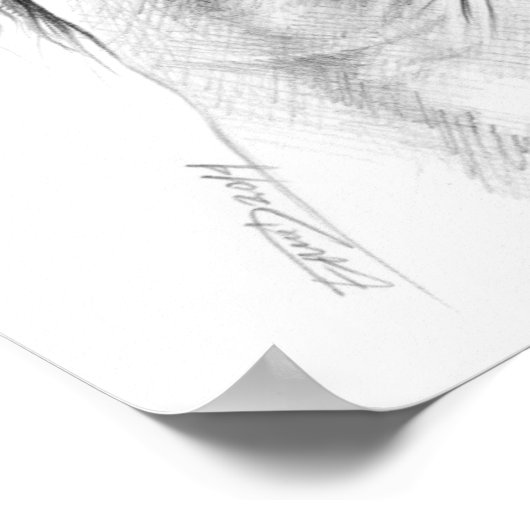 ホースポートレートペンシルスケッチエクエストリアンアート ポスター (角)