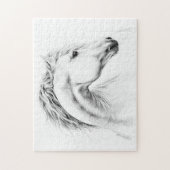 ホースポートレート鉛筆スケッチ馬術 ジグソーパズル (縦)