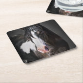 ホースポートレートII スクエアペーパーコースター (アングル)