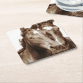 ホースポートレートIII スクエアペーパーコースター (アングル)