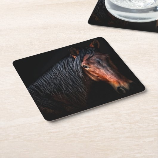 ホースポートレートVII スクエアペーパーコースター (アングル)