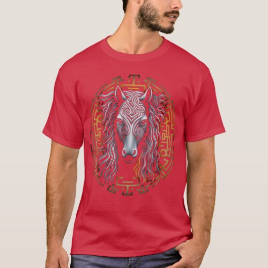 ホースマンダラアニマルレトロ Tシャツ (正面)