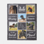 ホースメモリアルペットロスパーソナライズされた6写真 フリースブランケット (正面)