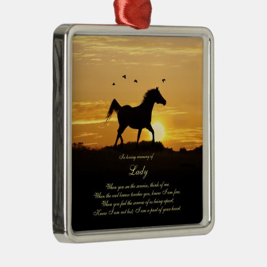 ホースメモリアル名前をカスタムするスピリチュアル メタルオーナメント (右)