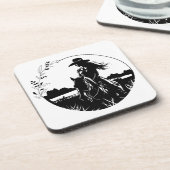 ホースモダン女性のカーボーイウェスタン馬術 コースター (左側)