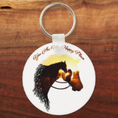 ホースユーマイハッピープレイス馬好き女性 キーホルダー (正面)