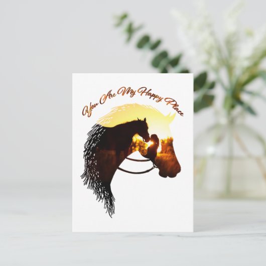 ホースユーマイハッピープレイス馬好き女性 ポストカード (スタンド正面)