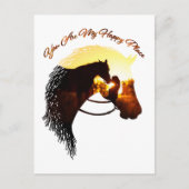 ホースユーマイハッピープレイス馬好き女性 ポストカード (正面)