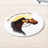 ホースユーマイハッピープレイス馬好き女性 ラウンドペーパーコースター (アングル)