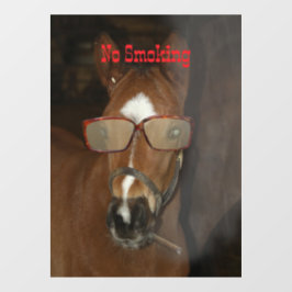 ホースユーモアのあるフォール喫煙シガーウィンドウにしがみつく ウィンドウサイン