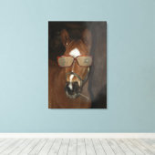 ホースユーモアのあるフォール喫煙シガーキャンバスアート キャンバスプリント (インサイチュ (ウッドフロア))