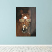 ホースユーモアのあるフォール喫煙シガーキャンバスアート キャンバスプリント (インサイチュ (ウッドフロア))