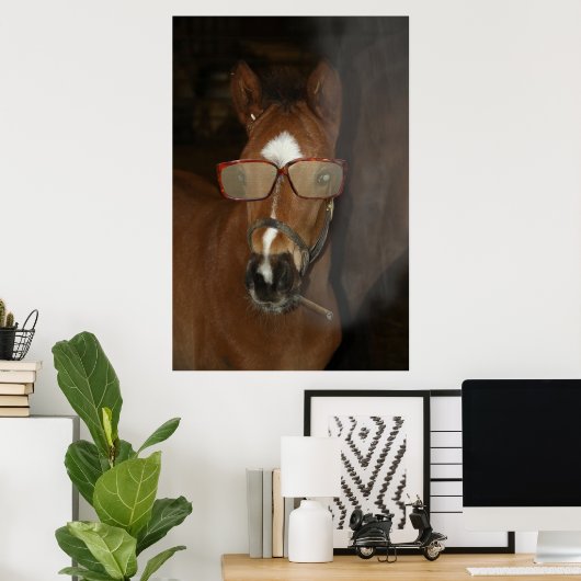 ホースユーモアのあるフォール喫煙シガーポスター ポスター (ホームオフィス)