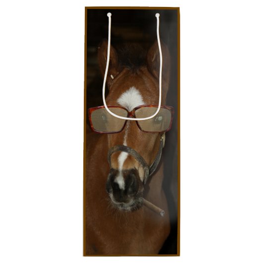 ホースユーモアのあるフォール喫煙シガーワイン抱き枕 ワインギフトバッグ (正面)