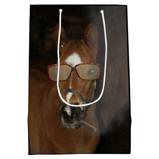 ホースユーモアのあるフォール喫煙葉巻抱き枕 ミディアムペーパーバッグ (裏面)