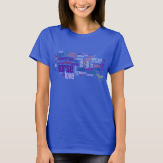 ホースラブワードクラウドアート馬好きシャツ Tシャツ