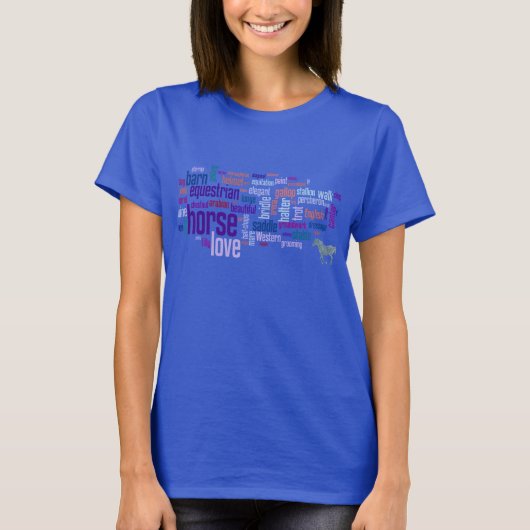 ホースラブワードクラウドアート馬好きシャツ Tシャツ (正面)