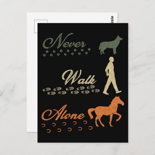 ホースラブ犬のオーナーライディング ポストカード (正面/裏面)