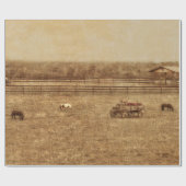 ホースランチカントリーウェスタンヴィンテージテクスチャ ラッピングペーパー (フラット)