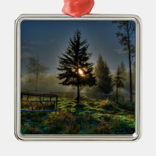 ホースランチサンライズ自然写真 メタルオーナメント (正面)
