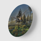 ホースランチサンライズ自然写真 ラウンド壁時計 (傾斜)