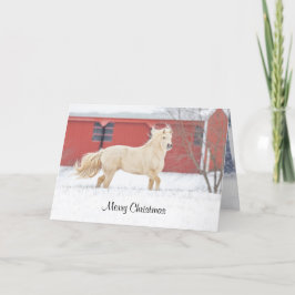 ホースランニングズインスノー折り畳みホリデーカード シーズンカード