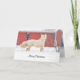 ホースランニングズインスノー折り畳みホリデーカード シーズンカード