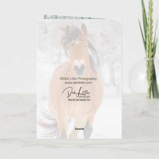 ホースランニングズインスノー折り畳みホリデーカード シーズンカード (裏面)