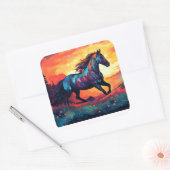 ホースランニングズオンフィールド抽象芸術アート馬好き スクエアシール (封筒)