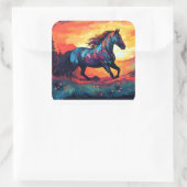 ホースランニングズオンフィールド抽象芸術アート馬好き スクエアシール (バッグ)