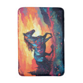 ホースランニングズオンフィールド抽象芸術アート馬好き バスマット (正面縦)