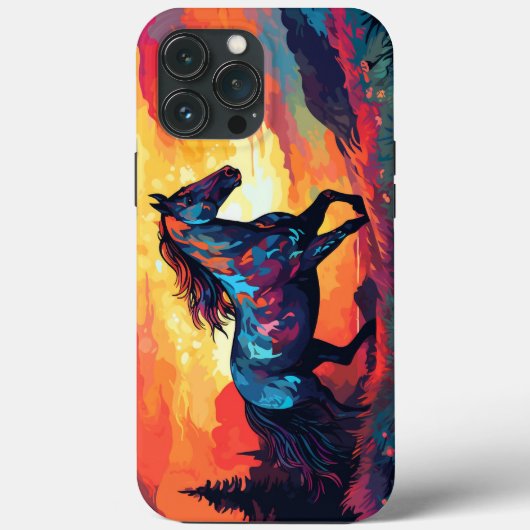 ホースランニングズオンフィールド抽象芸術アート馬好き Case-Mate iPhoneケース (裏面)