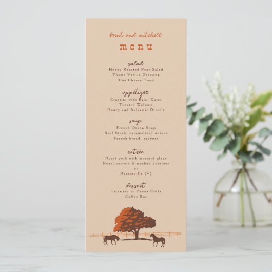 ホースレールフェンスオークウマ結婚ズディナーメニュー メニュー (スタンド正面)