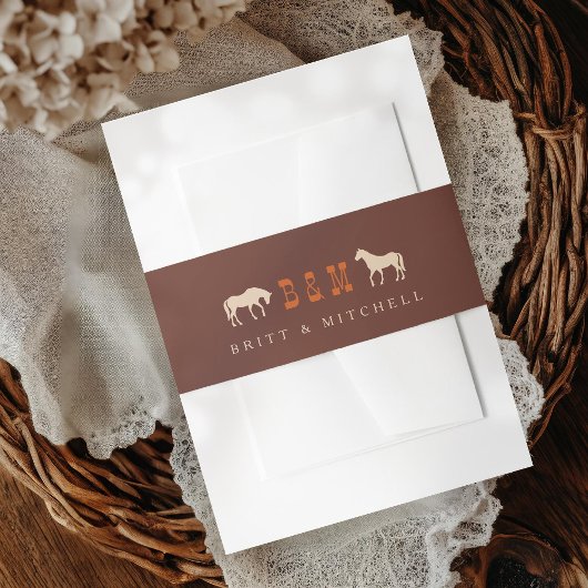 ホースレールフェンスオークツリーウェスタン結婚ズウマ 招待状ベリーバンド