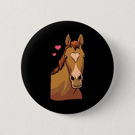 ホースヴァレンティーンズデイシャツポニー乗馬リハート 缶バッジ (正面)