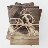 ホースヴィンテージウエスタンセピアウッドデ素朴コパージュ ラッピングペーパーシート (インサイチュ)