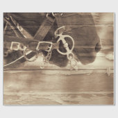 ホースヴィンテージウエスタンセピアウッドデ素朴コパージュ ラッピングペーパー (フラット)