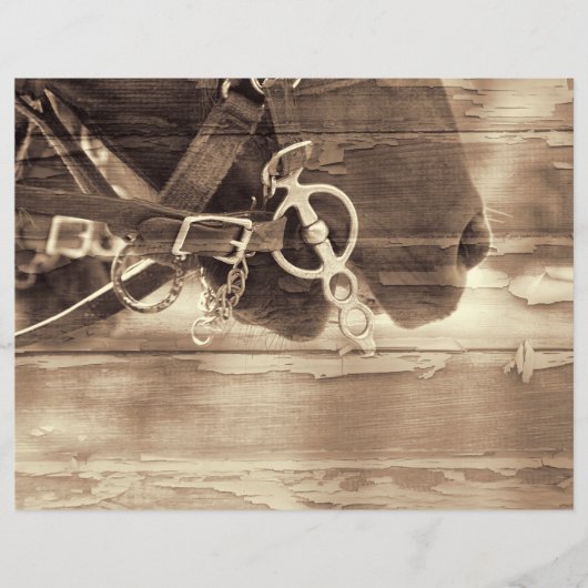 ホースヴィンテージウエスタンセピア素朴ウッドデクページ (正面)