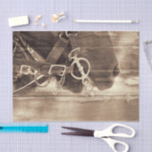 ホースヴィンテージウエスタンセピア素朴ウッドデクページ 薄葉紙 (クラフト)