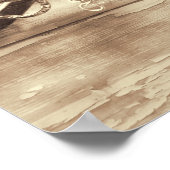 ホースヴィンテージウエスタンセピア素朴カントリーウッド ポスター (角)