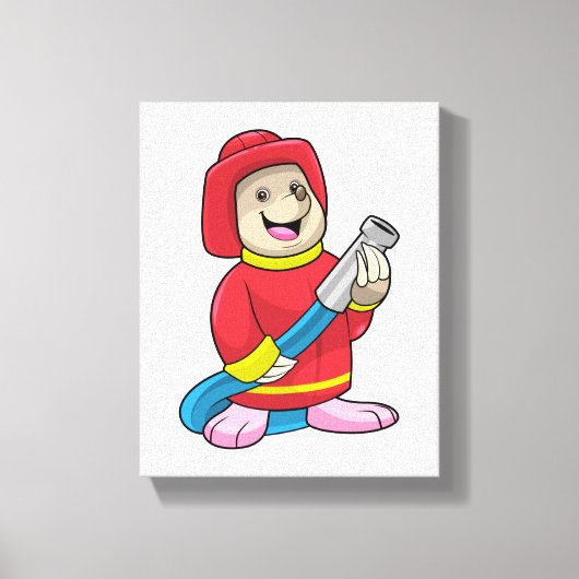 ホース付きホクロ消防士 キャンバスプリント (正面)