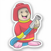 ホース付きホクロ消防士 シール (正面)